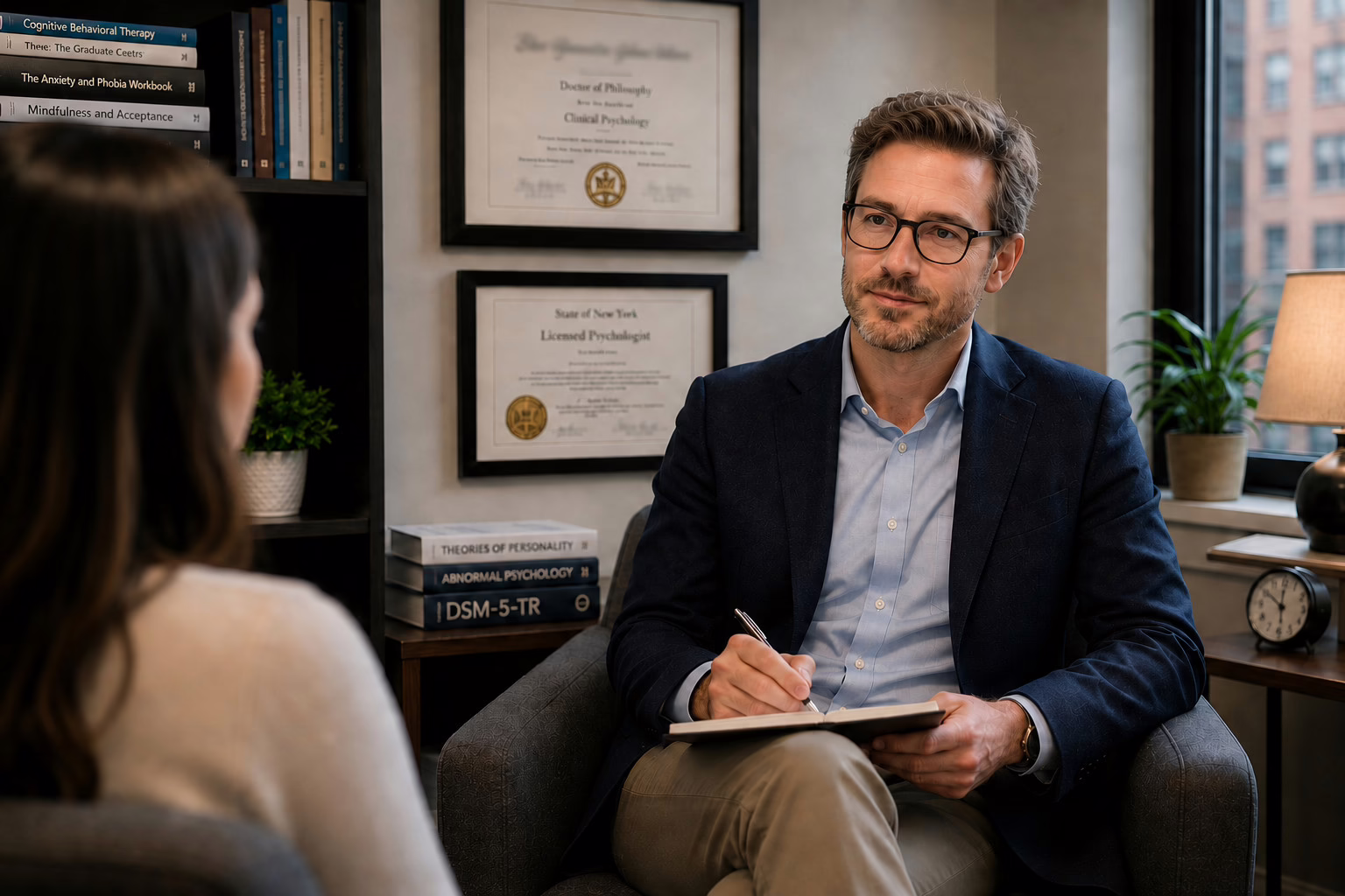 Psychologist meeting with a client during a therapy session
