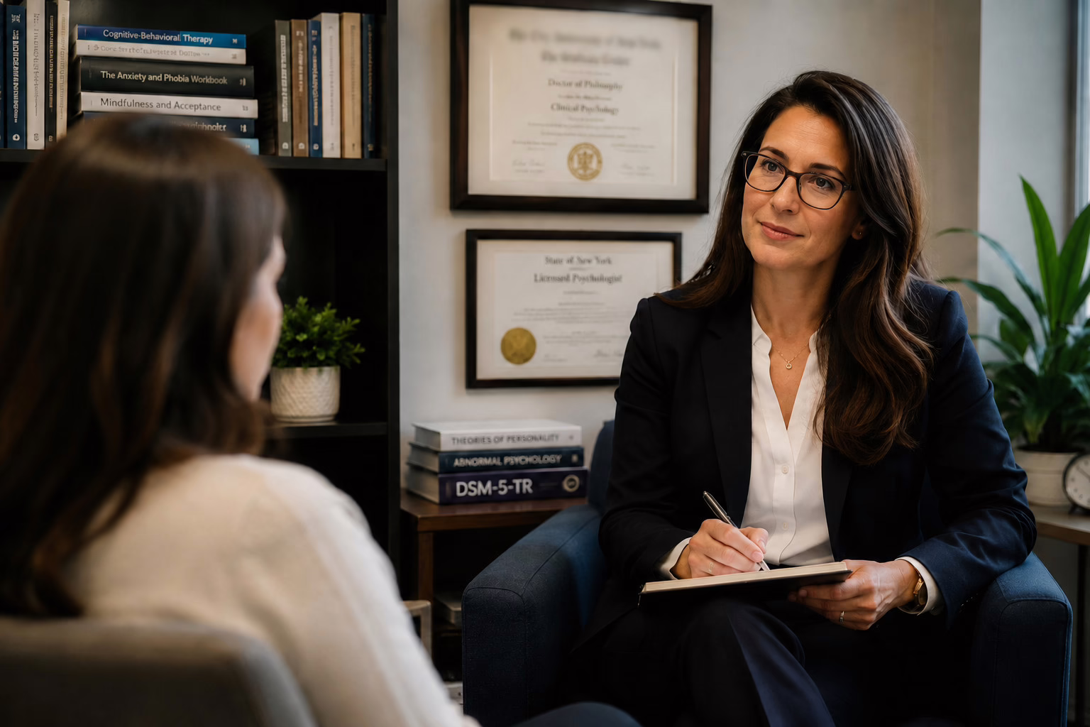 Psychologist meeting with a client during a therapy session